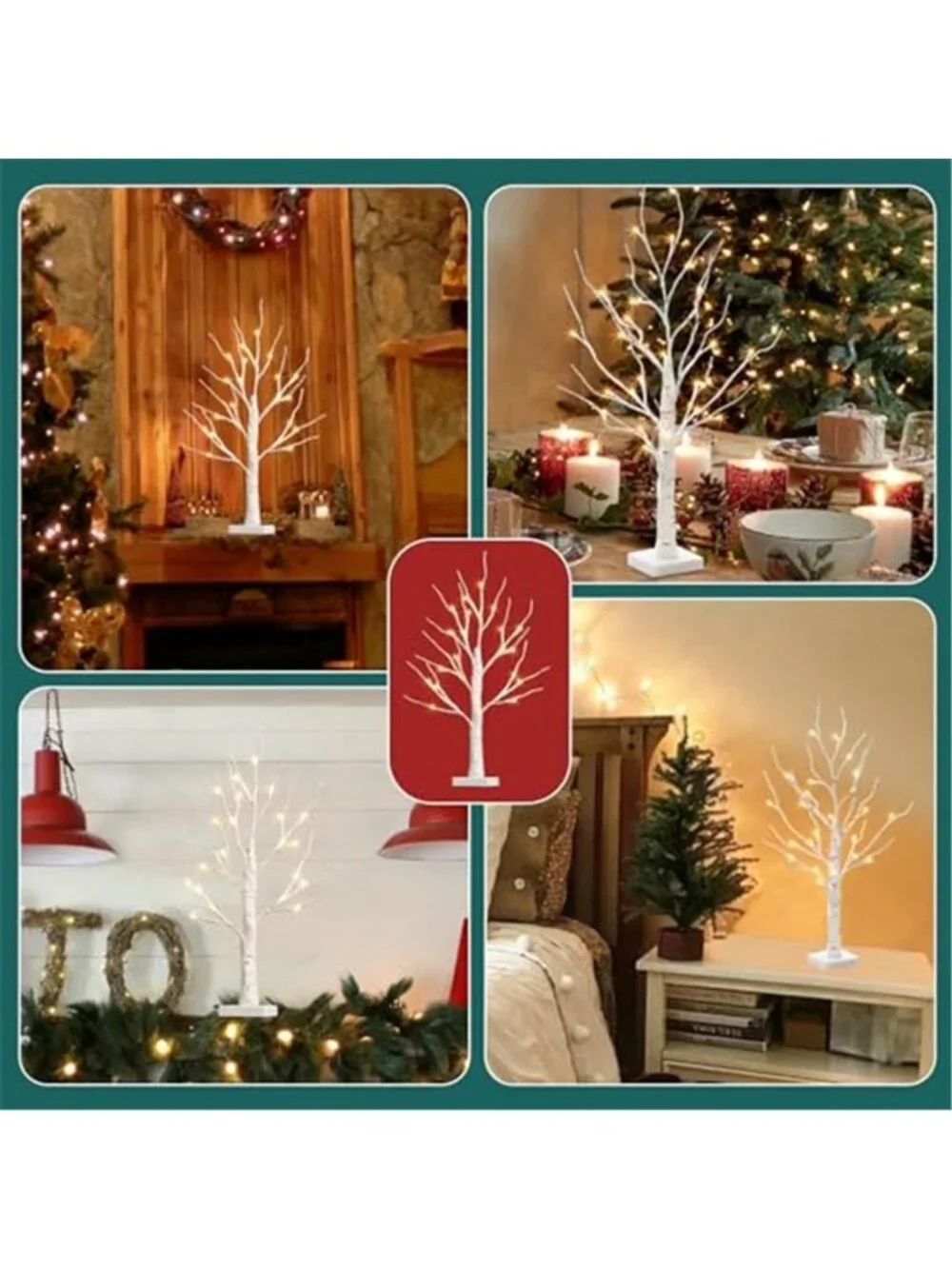 LED Birch Tree Tabletop Decor 4Pack Lighted Artificial Trees Holiday Centerpiece